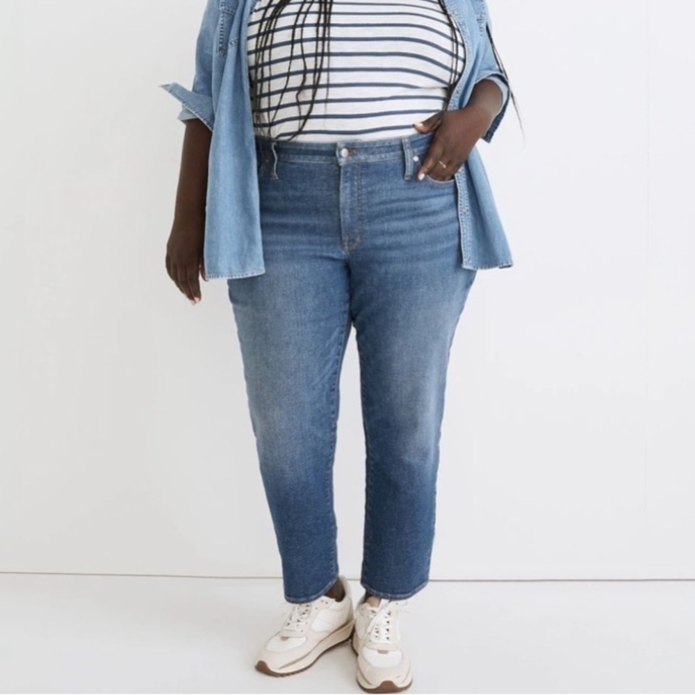Madewell The Plus Mid-Rise Perfect Vintage Jean 28W in Light Wash Distressed NWT - Picture 2 of 16
